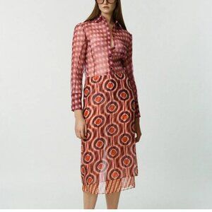 Zara Geometric Printed Organza Blouse